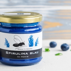 Spirulina Blau im Honig 250g von Gregas Imkerei Spirulina & Honig vom Imker Honigsüßer Brotaufstrich Honigsüße Geschenkidee Bild 1