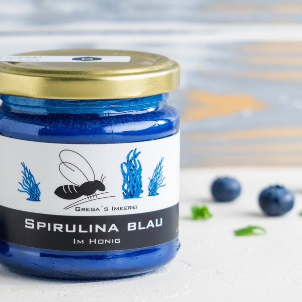 Spirulina Blau im Honig 250g von Gregas Imkerei | Spirulina & Honig vom Imker | Honigsüßer Brotaufstrich | Honigsüße Geschenkidee