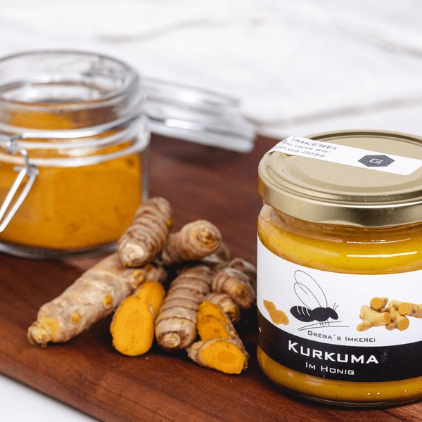 Kurkuma im Honig 250g von Gregas Imkerei | Honig von Imker mit natürlichen Zutaten | Honigsüßer Brotaufstrich | Honigsüße Geschenkidee