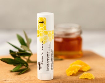 Natürlicher Honig Lippenbalsam - Pflegestift aus Bienenwachs und Olivenöl, 7g, handgemacht in Deutschland, ohne Zusatzstoffe, ohne Parfüm