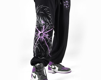 New Trendy Anime Jogger Collection, Unisex Tokyo Jujutsu High Hollow Purple Printed Anime Cosplay Baggy Fit Joggers, Japanese Track Pants