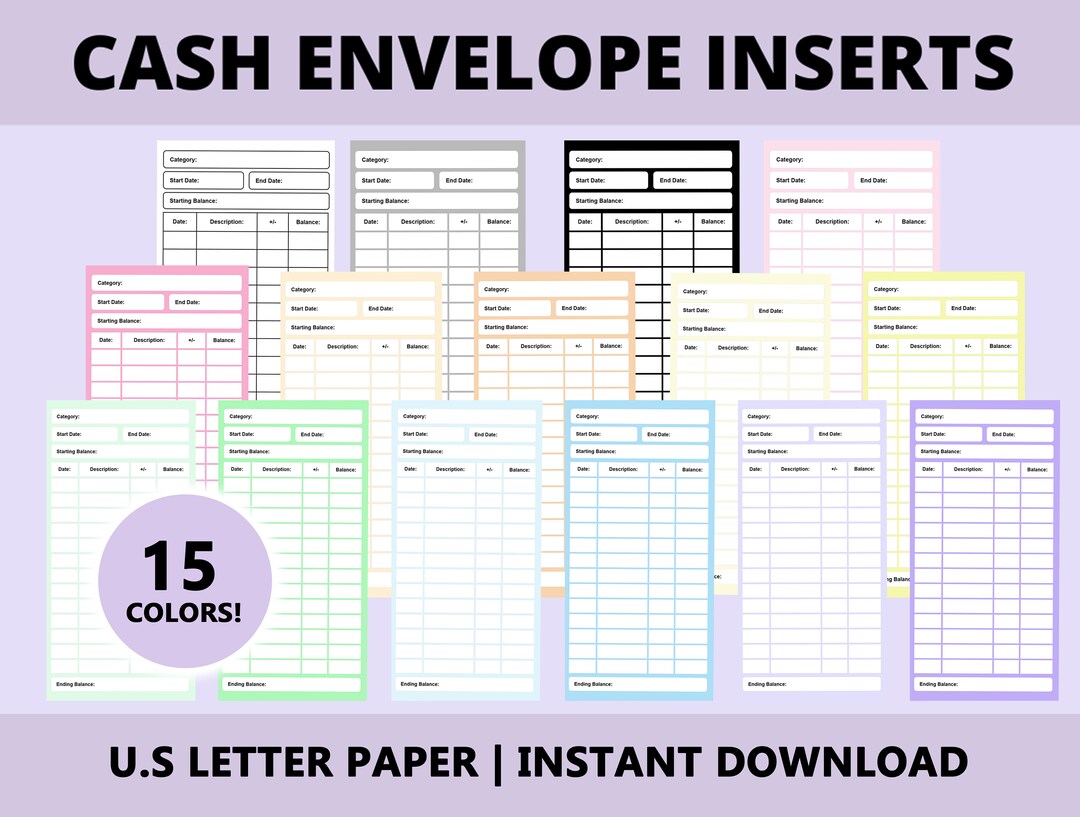 Cash Inserts for Envelopes, Budget Tracker, Budgeting Inserts ...