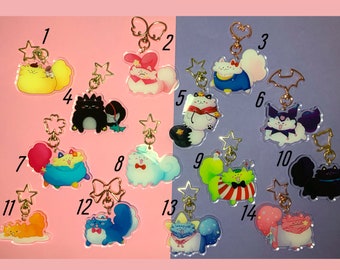 Cute/ Kawaii Cat Inspired - 2.5 inch acrylic keychain (double sided)