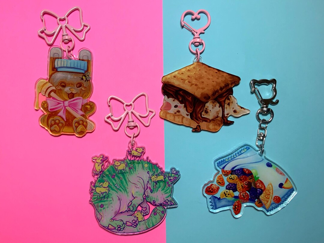 Sticker Keychain Examples Silly Original Keychains/ Stickers - Etsy