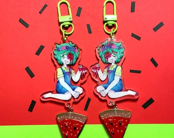 OMORI- Watermelon Basil- Acrylic Keychain (double Sided) - Etsy
