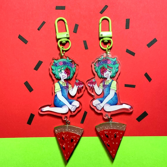 OMORI-スイカバジル-アクリルキーホルダー（両面） - Etsy 日本