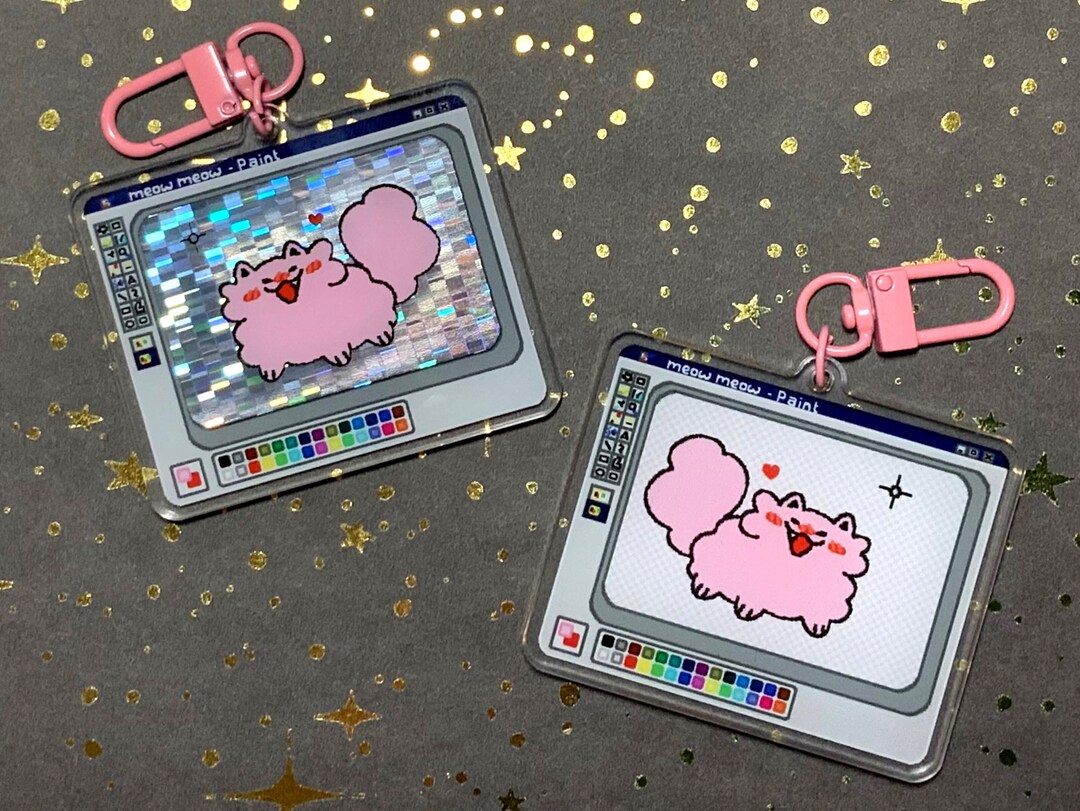 Silly Cat MS Paint Holographic Hot Stamp Acrylic Keychain 2.5 Inches - Etsy