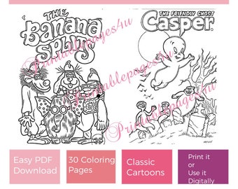 COLOREA TU Infancia / Dibujos Clásicos Retro de los 70 y 80 e Impresiones Nostálgicas de los Sábados por la Mañana (PDF Digital)