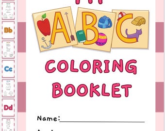 Libro para colorear del abecedario / Actividades imprimibles del alfabeto y fichas educativas para preescolar/jardín de infancia (PDF digital)