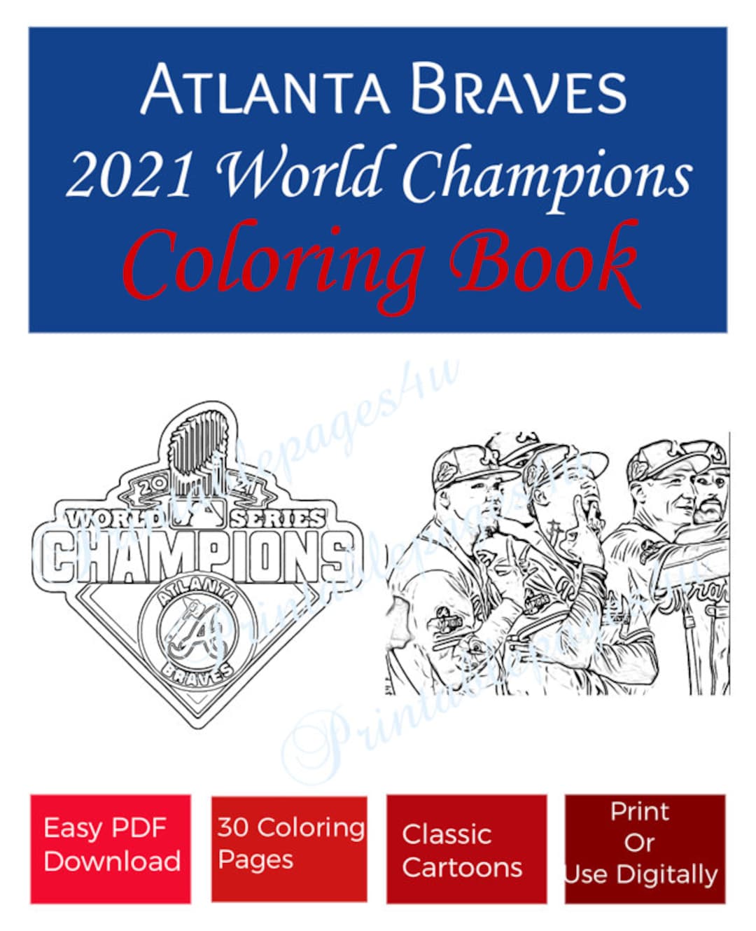 Atlanta Braves 2021 World Champs Coloring Book 