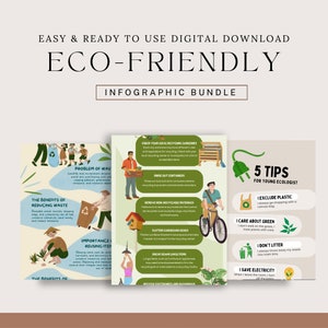 Lot d'infographies respectueuses de l'environnement | Faits sur le recyclage et le Jour de la Terre | Téléchargement numérique au format PDF pour les salles de classe et les bureaux