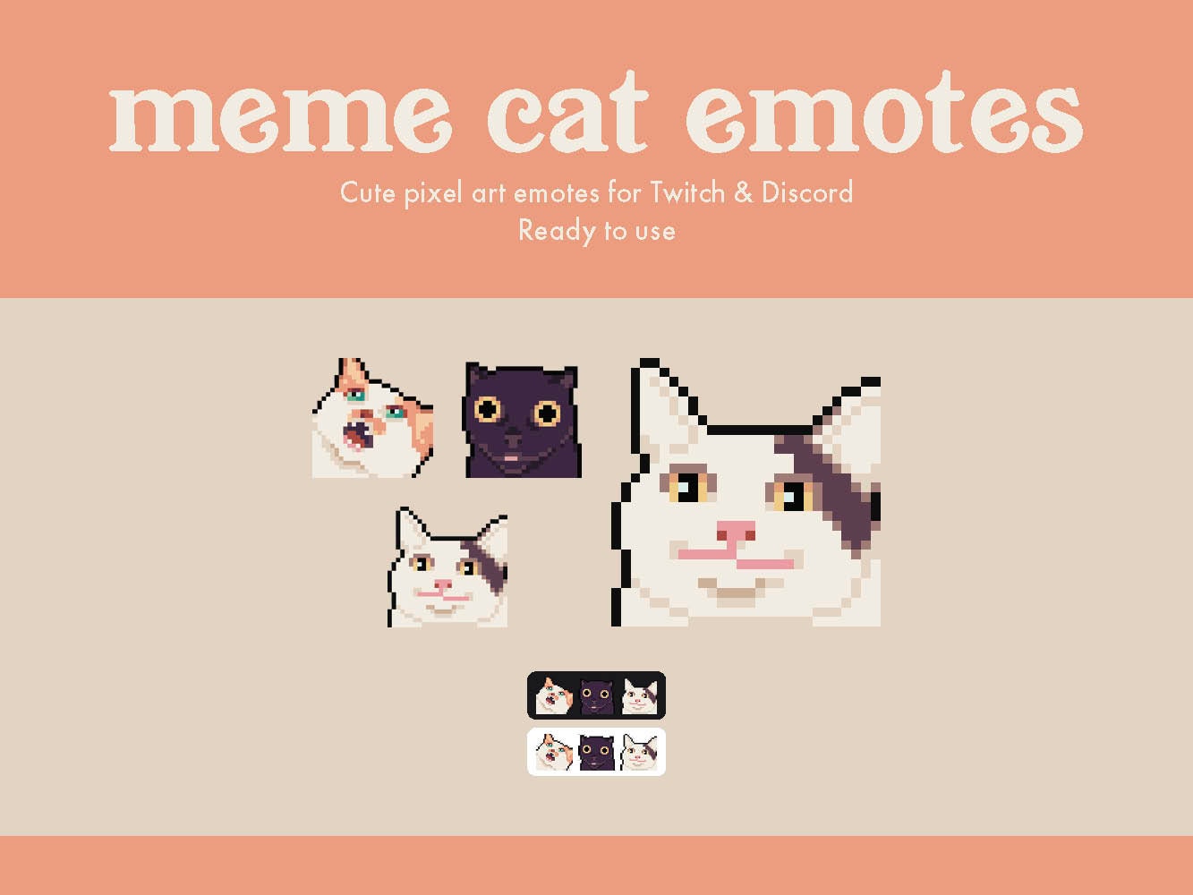 3 Pixel Art Cat Meme Emotes for Twitch & Discord Ready to | Etsy UK