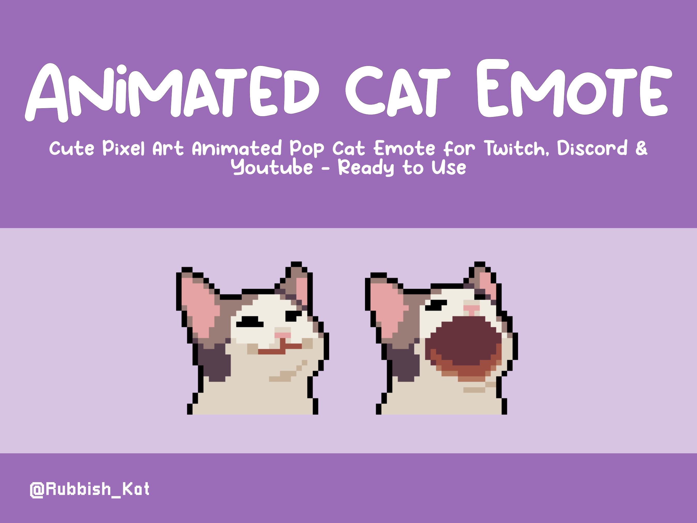 Pop Cat Animated Pixel Art Emote for Twitch, Discord &  | Ready to  use