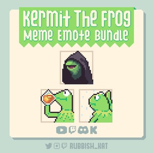 Kermit-bundel, Darth / Sad / Sip Kermit the Frog, pixelart-meme-emote | Klaar voor gebruik op Twitch, Discord, YouTube en Kick