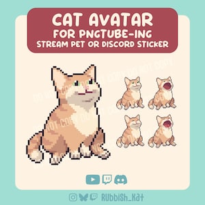 Pomarańczowy awatar PNGtuber do streamingu | Twitch, Discord i YouTube | Pixel Art, inspirowany POPCAT (pobieranie cyfrowe)