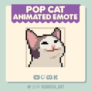 Gesto animado de pixel art de Pop Cat para Twitch, Discord y YouTube / Listo para usar