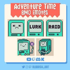 5 Adventure Time Emotes | BMO | Pixel Art | Ready to use with Twitch, Discord or YouTube