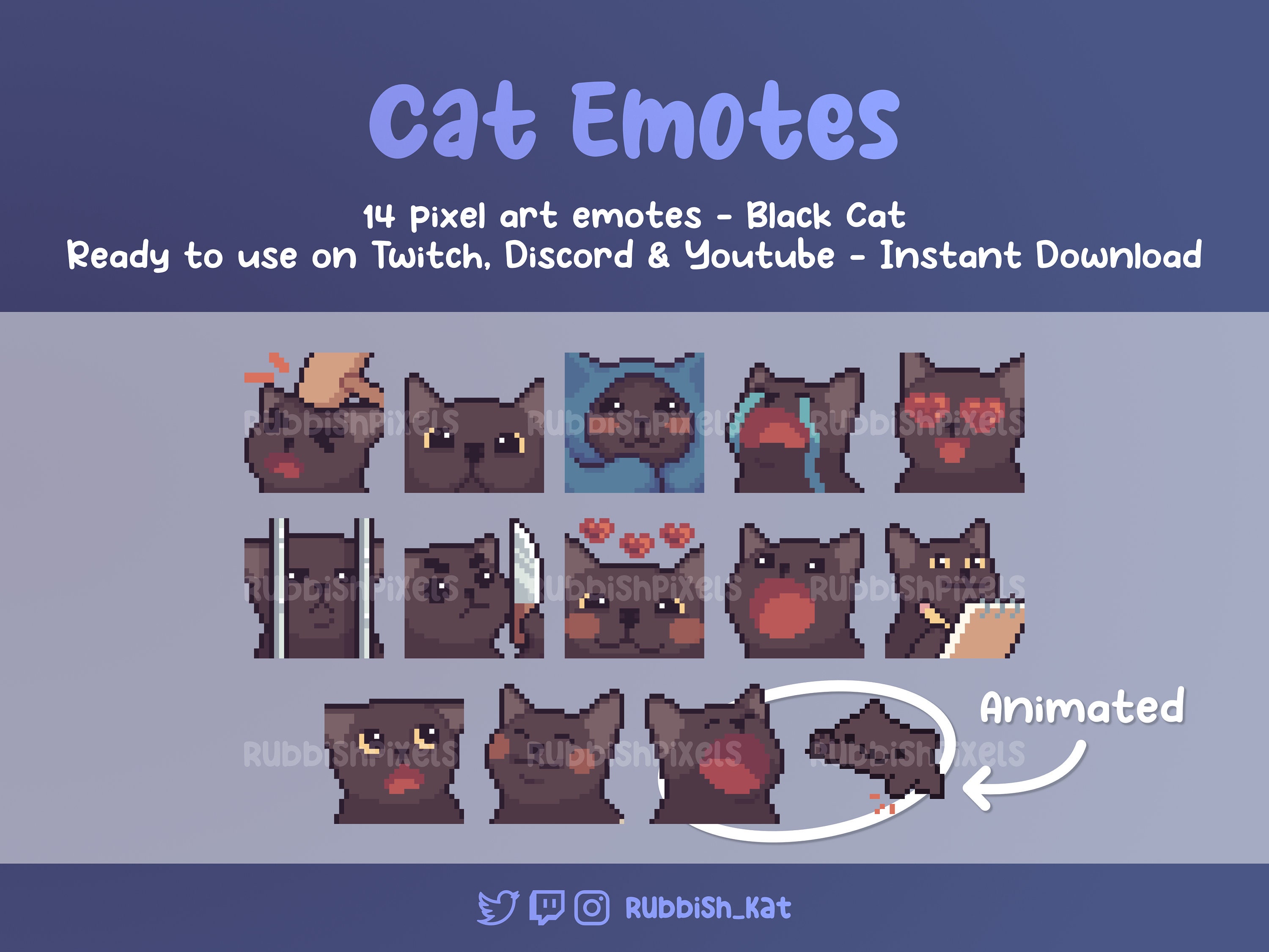 Pop Cat Animated Pixel Art Emote for Twitch, Discord &  | Ready to  use