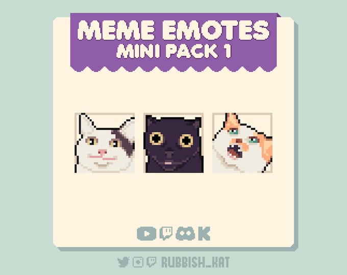 3 Pixel Art Cat Meme Emotes for Twitch & Discord | Ready to Use - Etsy