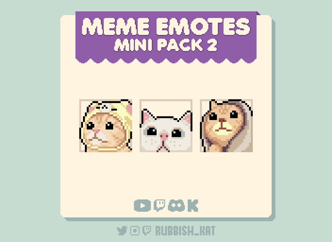 3 Pixel Art Cat Meme Emotes for Twitch & Discord | Ready to Use - Etsy