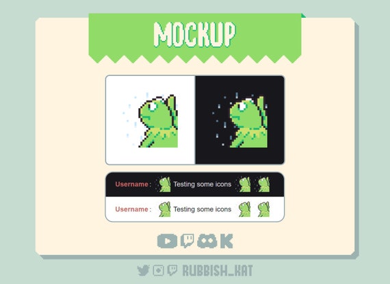 Sad Kermit / Kermit the Frog Longing Rain, Pixel Art Meme Emote