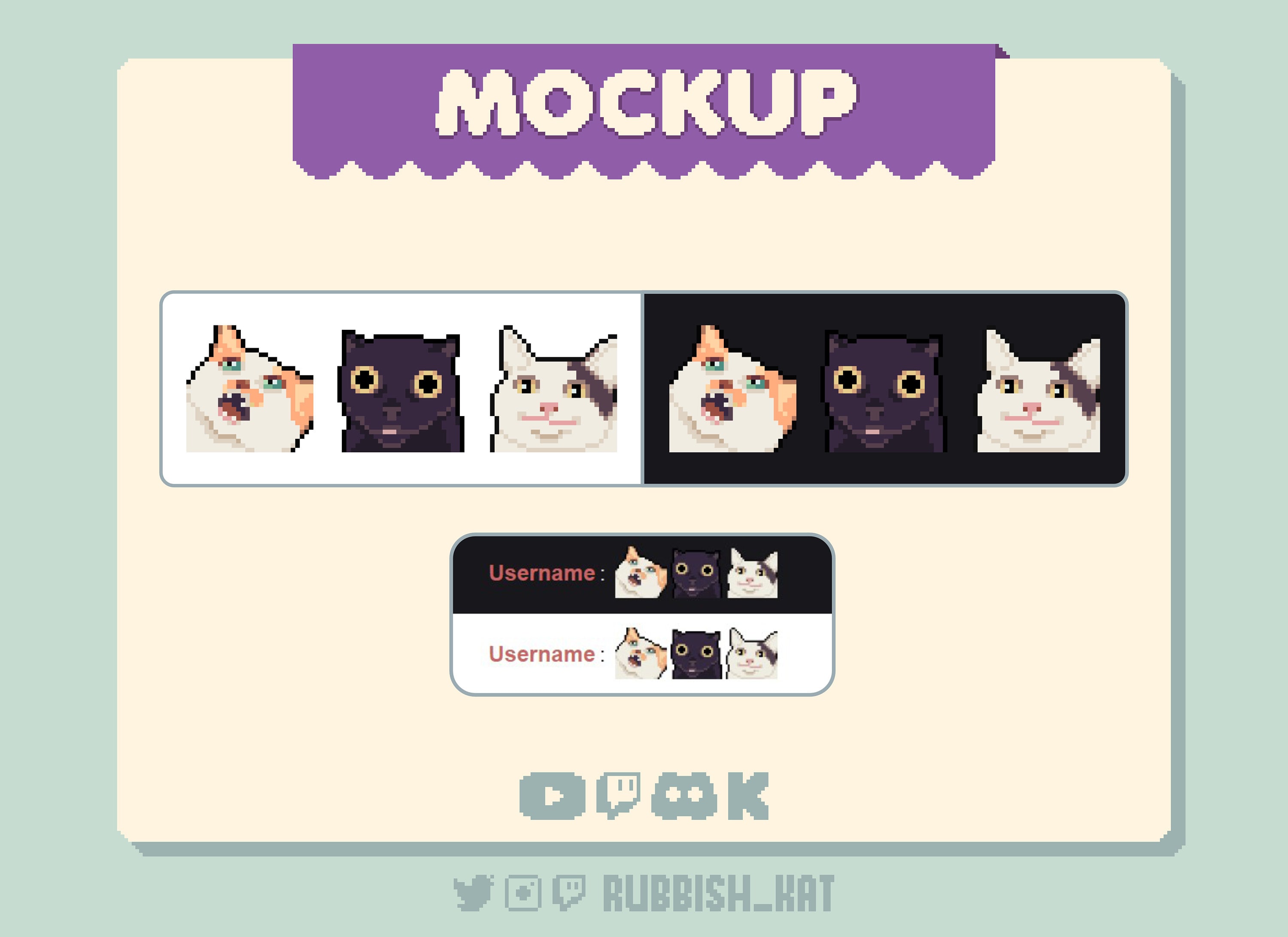 3 Pixel Art Cat Meme Emotes for Twitch & Discord | Ready to Use - Etsy