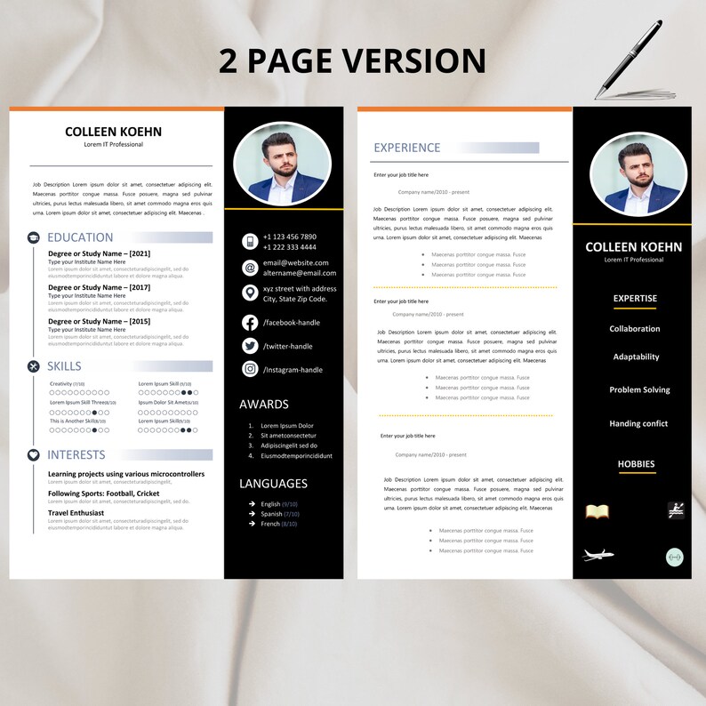 Collaborative Cv Writing CV Professional Resume Template | Resume Template Word | Resume ...