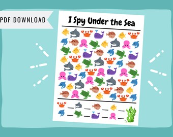 Under the Sea Ocean Fish I Spy - Seek & Find Counting Worksheet Activity Page Printable - Preschool Kindergarten Summer Reading