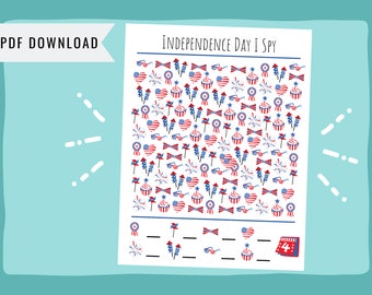 Independence Day I Spy - July 4th Seek & Find Worksheet Activity Page Printable - Preschool Kindergarten - Fourth of July