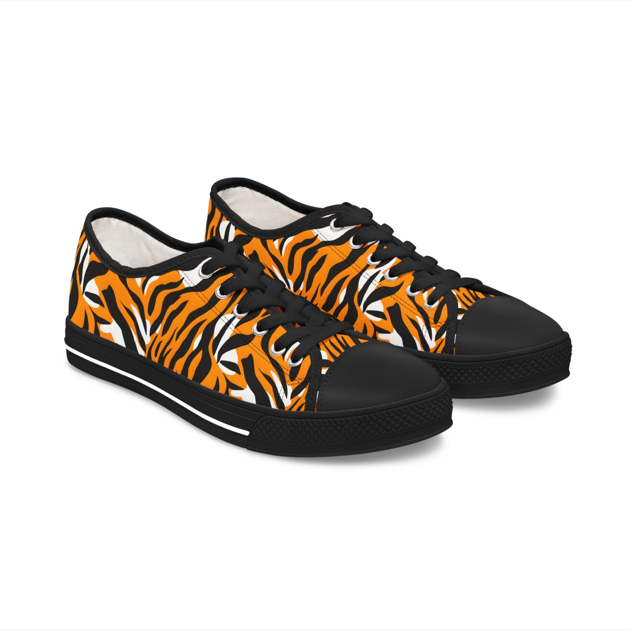 Trendy Tiger Print Sneakers for Women, Casual Walkers, Unique Gift, Everyday Wear, Animal Print Shoe, Statement Footwear