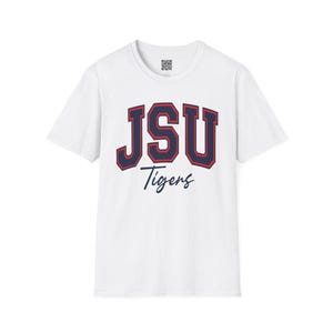 JSU Tigers Unisex Red Trim T-Shirt, Jackson State University Tee, College Fan Apparel, School Pride Shirt, Tiger Logo Top