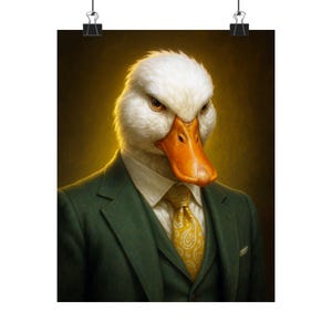 Dapper Duck Poster, Quirky Home Decor, Humorous Wall Art, Gift for Duck Lovers, Unique Art Print for Any Occasion