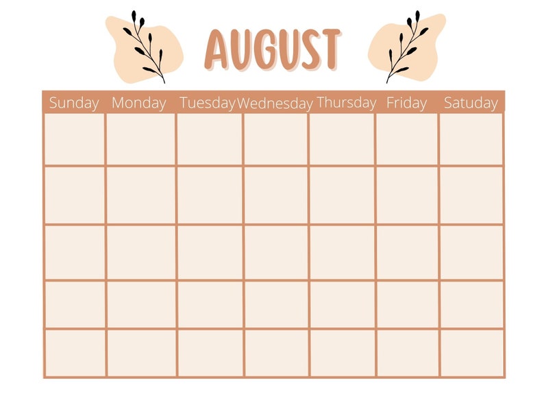 Boho Calendar, Downloadable, Printable Etsy