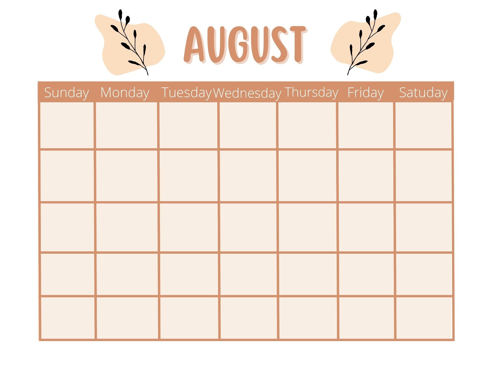 Boho Calendar, Downloadable, Printable Etsy