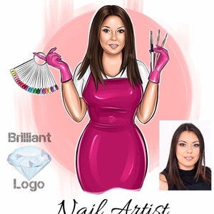 Nail Artist Logo, Nail Studio Logo, Logo with Color Street Nail Strips, Beauty Logo, Cartoon Logo, Nail Salon Branding, Nail Cartoon Logo