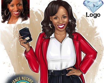 Custom Cartoon Logo Portrait: Notary, Realtor, Business Avatar (Digital)