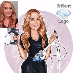 Teeth Whitening Logo Design, Skincare Logo, Therapy Care Logo, Esthetician Custom Digital Portrait, Cosmetologist Logo, Cartoon Caricature