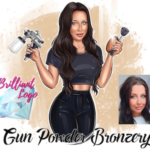 Logo For Airbrush Tanning Studio, Logo With Airbrush Gun, Spray Tan Logo, Tanning Artist, Cartoon Portrait, Beauty Salon Logo, Business Logo