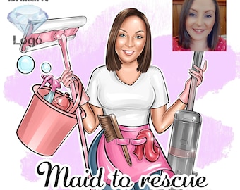 Cleaning Logo, Apartment Cleaning, Family Logo, Maid Cleaning Service Logo, Housekeeper Cleaning Logo, Services Cleaning Logo, Cartoon Logo