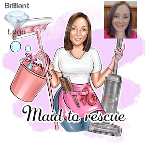 Cleaning Logo, Apartment Cleaning, Family Logo, Maid Cleaning Service Logo, Housekeeper Cleaning Logo, Services Cleaning Logo, Cartoon Logo