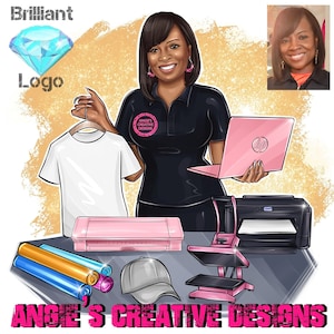 Business Logo Portrait, Cricut Crafter Logo, Cartoon Logo, Custom Portrait, Heat Press Logo, T-Shirt Designer, Tumbler Maker, Custom Avatar