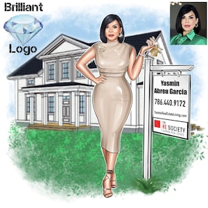 Business Logo Portrait, Cartoon Logo, Custom Caricature Logo, Portrait Custom Avatar, Character Logo Design, Real Estate Agent, Realtor Logo