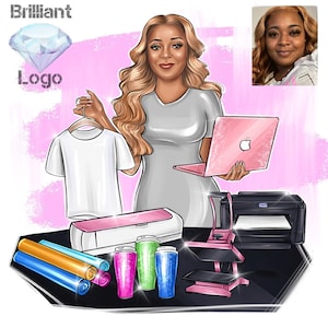 Cricut Crafter Logo, Tumbler Designer Logo, T-Shirts Designer Logo, Cartoon Logo Portrait, Heat Press Machine, Printing Business Logo