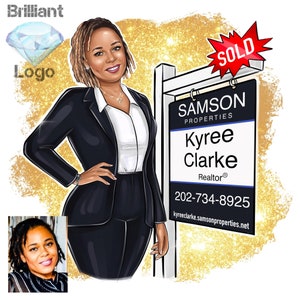 Custom Logo, Business Logo Portrait, Custom Caricature Logo, Portrait Custom Avatar, Character Logo Design, Real Estate Agent, Cartoon Logo