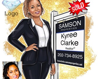 Custom Logo, Business Logo Portrait, Custom Caricature Logo, Portrait Custom Avatar, Character Logo Design, Real Estate Agent, Cartoon Logo