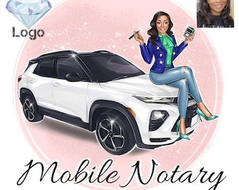 Mobile Notary Service Logo, Notary Agent Avatar, Notary Logo Design, Lawyer Custom Portrait, Realtor Logo, Cartoon Logo, Logo for Business