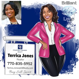 Cartoon Logo, Business Logo Portrait, Realtor Branding, Custom Caricature, Broker Logo, Custom Avatar, Character Logo, Real Estate Agent