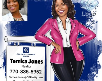 Cartoon Logo, Business Logo Portrait, Realtor Branding, Custom Caricature, Broker Logo, Custom Avatar, Character Logo, Real Estate Agent