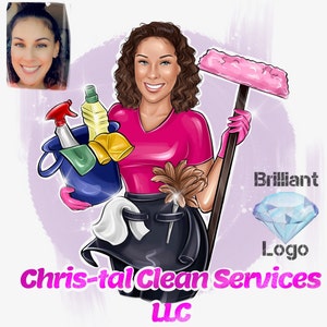 Cleaning Business Logo, Cartoon Portrait, Cleaning Service Logo, Office Cleaner, Housekeeping Logo, Woman Logo, Cleaning Lady, Caricature