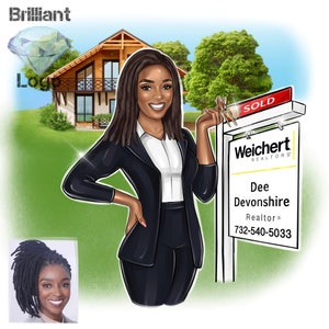 Cartoon Logo, Real Estate Agent, Business Logo Portrait, Custom Caricature Logo, Realtor Custom Avatar, Character Logo Design, Custom Logo